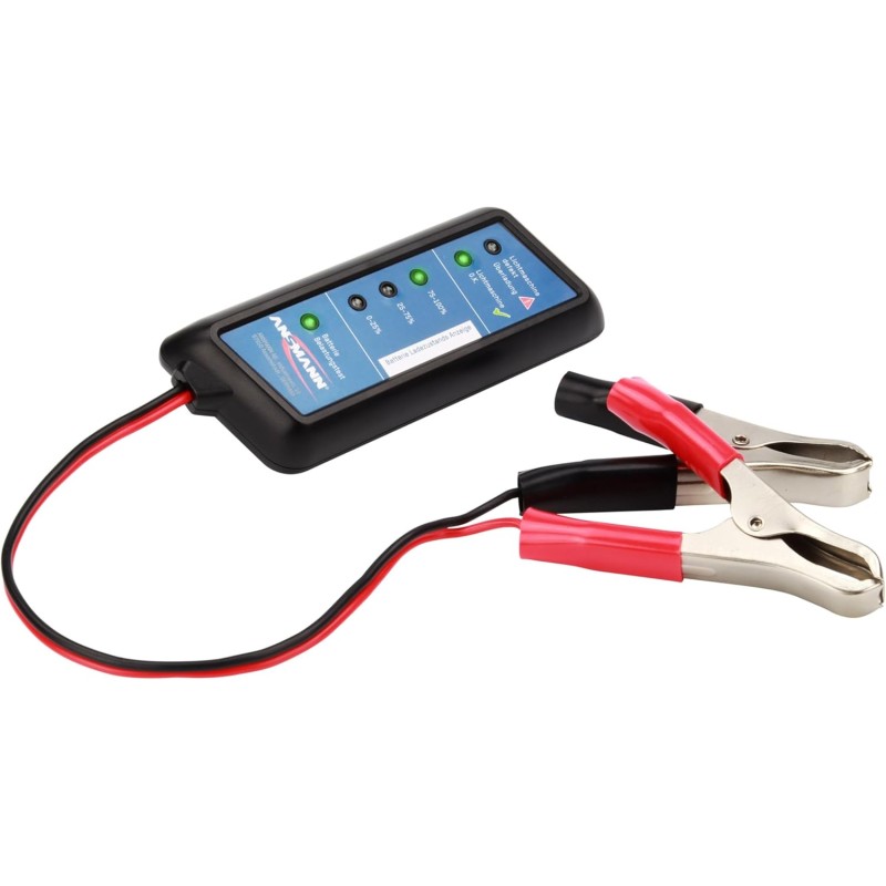 ANSMANN Power Check automotive battery tester / Professional test device for 12V car batteries / Ideal for drivers and service workshops / For checking the state of charge & battery capacity
