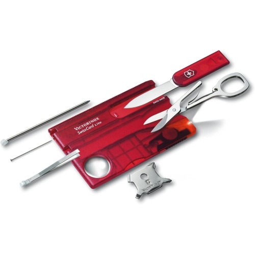 Victorinox Swiss Card Pocket Knife, Nail Care, Nail File, Scissors, red