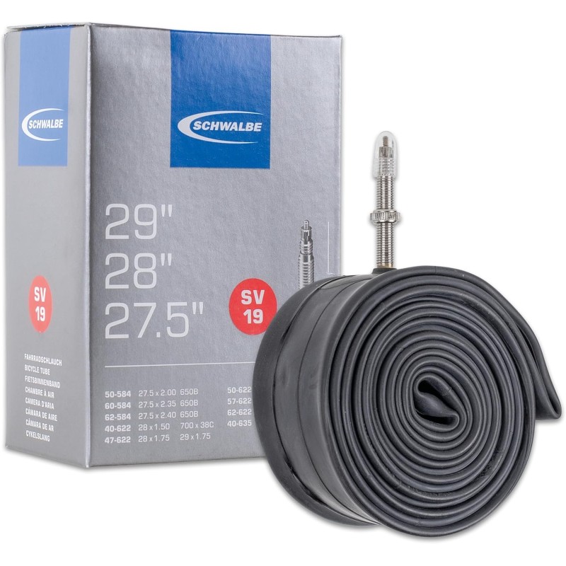 1x Schwalbe unisex adult bicycle tube SV19 40 / 62-584 / 635 EK 40 mm bicycle accessories, black, 27.5 29 inches