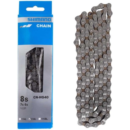 Shimano HG40 116 W/CL Chain - Grey, 6/7/8 Speed