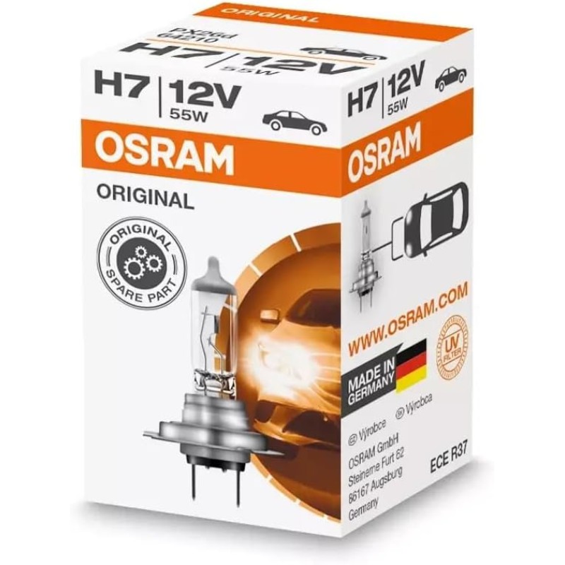 Osram 64210 H7 Halogen Headlight, 12 V, Original, Orange