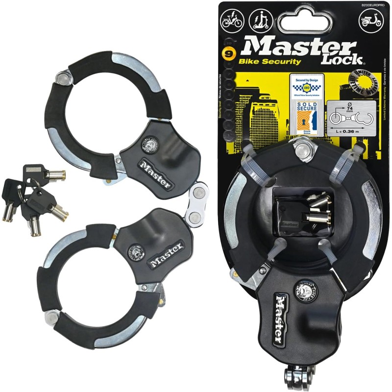 Master Lock 7,6cm diameter hardened laminated steel Street Cuff locks; single link