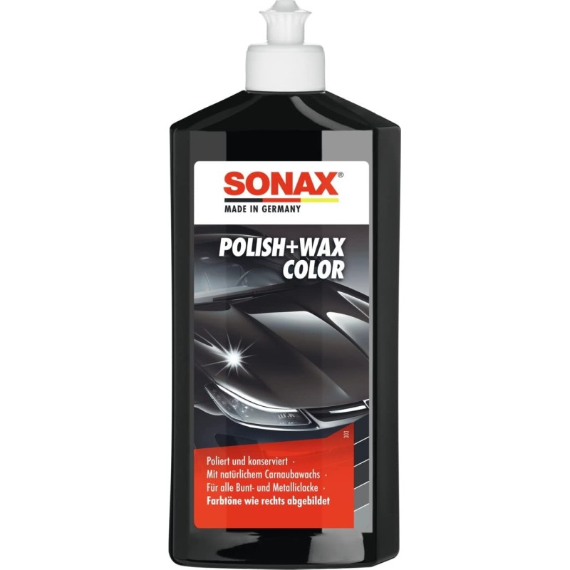 SONAX Polish & Wax Color NanoPro black (500 мл) полиращ препарат с цветни пигменти и восъчни компоненти на базата на нанотехнология | Артикулен номер 02961000