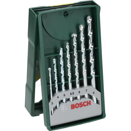 7-частен комплект мини X-Line свредла за зидария Bosch (за камък, диаметър 3-8 mm, аксесоари за бормашина)