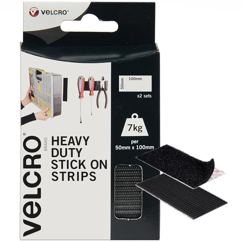 VELCRO® Brand - Heavy Duty Strips in Black | Pack of 2