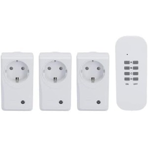 Комплект радиоуправляеми превключватели UNITEC, радиоуправляеми контакти, 3 контакта + 1 дистанционно управление, бял