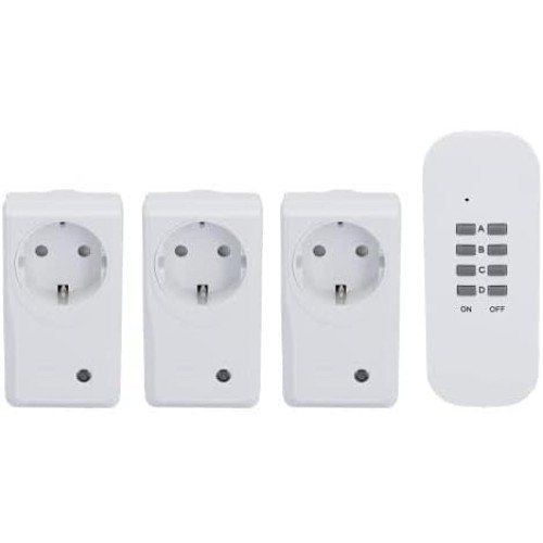 Комплект радиоуправляеми превключватели UNITEC, радиоуправляеми контакти, 3 контакта + 1 дистанционно управление, бял