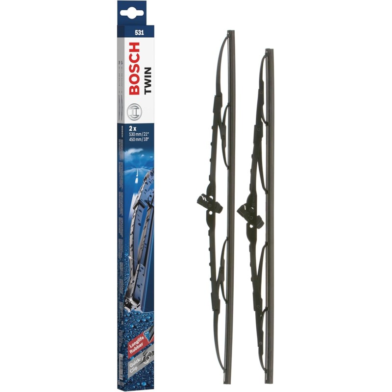 Bosch 3397118402, Wiper Blade Set Twin 531, Length: 530/450