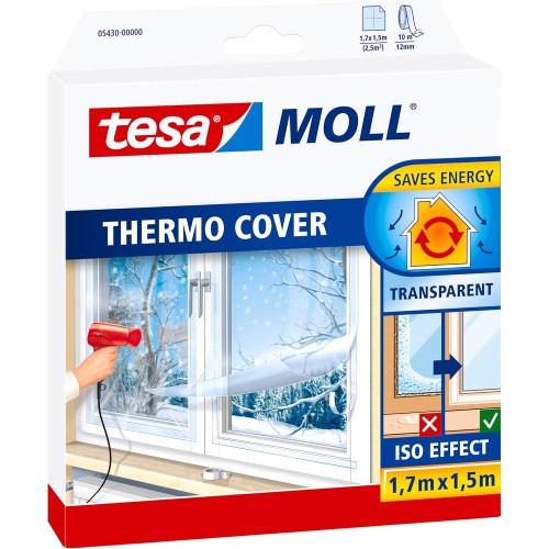 tesamoll thermal cover window insulation film, transparent insulation film for thermal insulation on windows, includes practical adhesive solution, 1.7 m x 1.5 m.