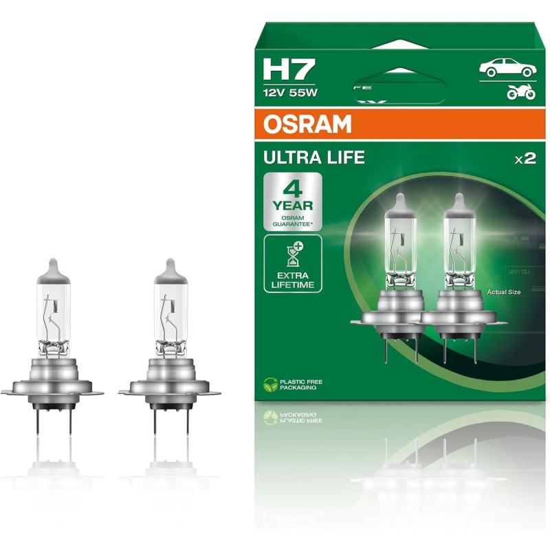 Osram 64210 H7 Halogen Headlight, 12 V, Ultra Life, Halogen white