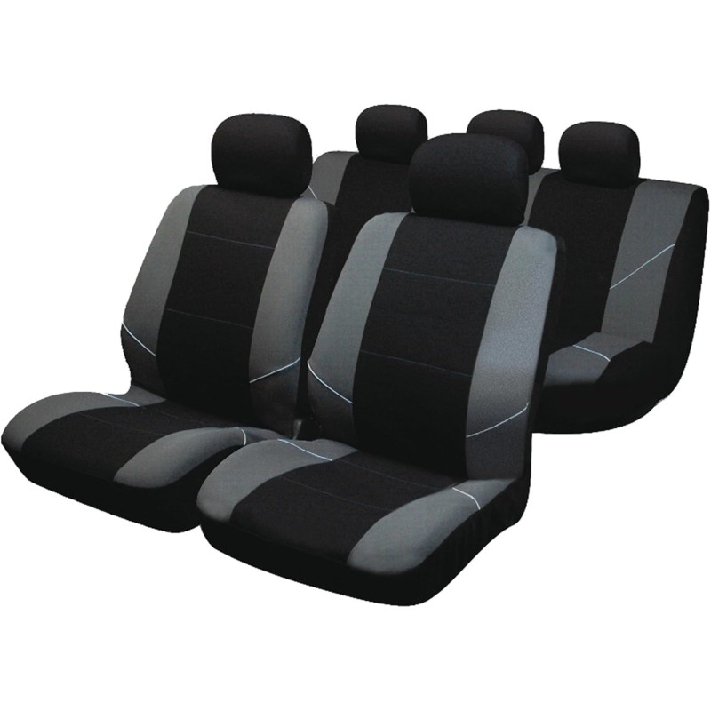 Sakura BY0802 Seat Covers Full Set - Silver/Black