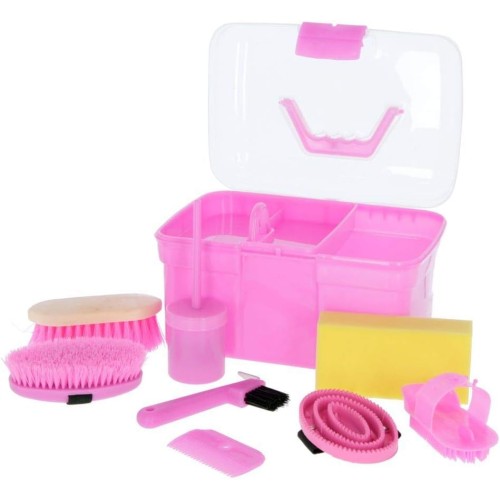 Kerbl Children’s Horse Cleaning Box, Filled, pink