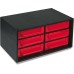 Stackable module. Dimensions: 280 x 167 x 140 mm with 6 Compartments