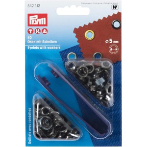 Prym 542412 Eyelets and Washers Brass 5.0 mm Old Iron Metal 5 mm