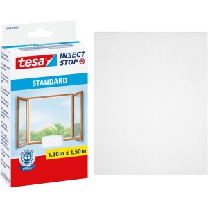 tesa Insect Stop Standard Fly Screen for Windows - Insect Protection Can Be Cut to Size - Mosquito Protection No Drilling - 1 x Fly Net White - 130 cm x 150 cm