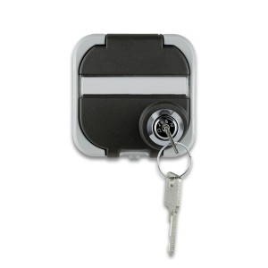 REV AquaTop Wet Room Socket, IP44, Lockable Socket, Single Pole, Surface-Mounted, Grey