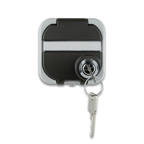 REV AquaTop Wet Room Socket, IP44, Lockable Socket, Single Pole, Surface-Mounted, Grey