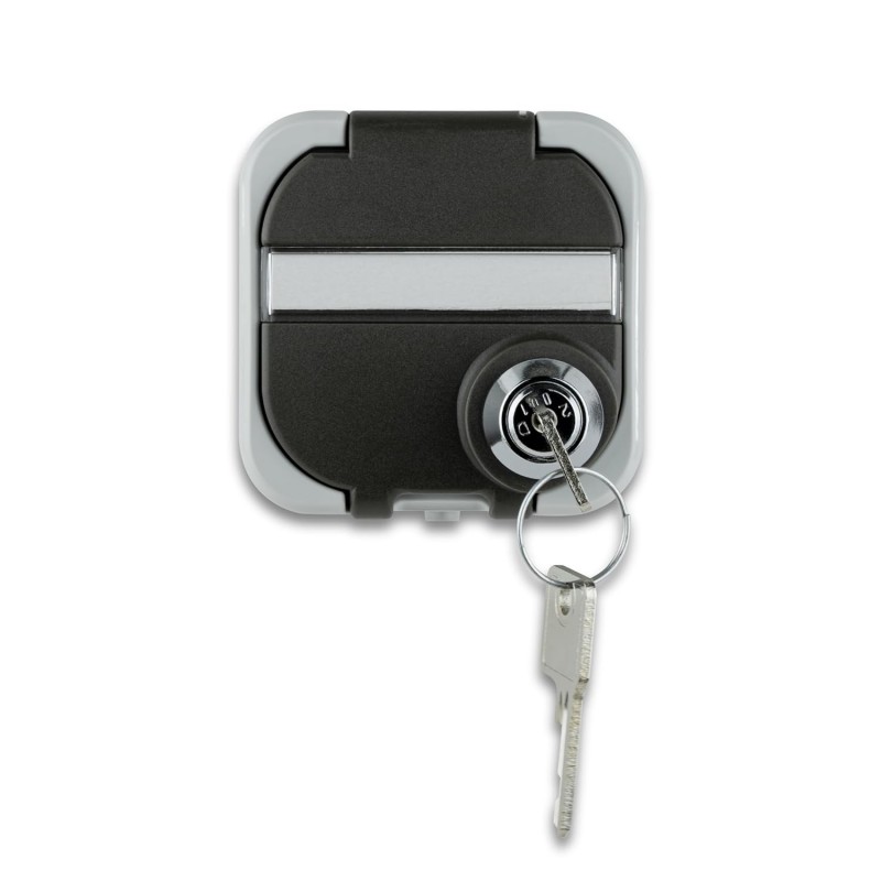 REV AquaTop Wet Room Socket, IP44, Lockable Socket, Single Pole, Surface-Mounted, Grey