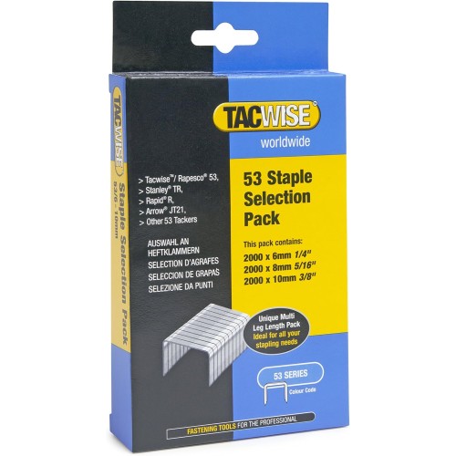 Tacwise Assorted Staples for Staple Gun 53 Series 6 to 10mm (6,000 Pieces)
