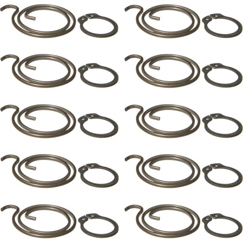 10 x Door Handle Springs / Return Springs for Door Handle / Lever / Door Handle / Door Knob (2 Turns, 1.8mm Thick) and 10 Circlips