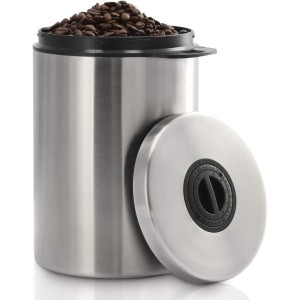 Xavax Coffee Canister Airtight for 1 kg Coffee Beans (Container for Coffee, Tea, Cocoa, Pasta, Stainless Steel Container for Storage with Aroma Stopper, Storage Container for 1000 g Coffee) Silver