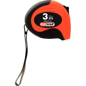 KS TOOLS Tape measure with lock, black/red, 3 m