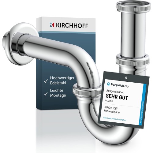 KIRCHHOFF 98801110 P Trap, Draining Fitting for Sink and Washbasin, Odour Trap, Draining Pipe, Pack of 6