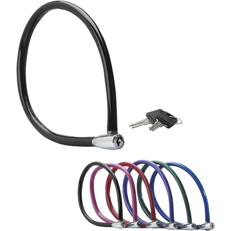 Master Lock Bicycle Lock Cable Lock [Key] [55 cm Steel Cable] [Weatherproof] [Random Colour] 8630-F, Blue, Red, Green, Purple, Black