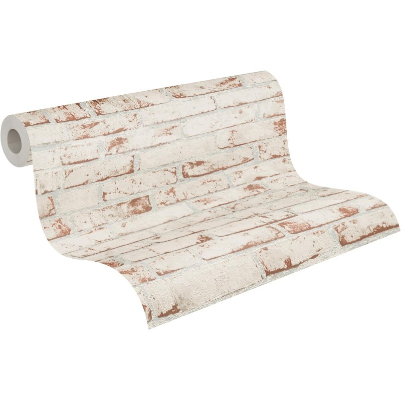 A.S. Création Non-Woven Wallpaper 10.05 m x 0.53 m Urban Brick Wall Look – Red, Brown, Beige – Wallpaper with 3D Stone Look Made in Germany – 907813