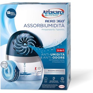 Ariasana Aero 360° Moisture Absorber Kit in Recycled Plastic, Non-Electric and Recyclable Dehumidifier, Absorbs Moisture Against Condensation and Mildew, 1 Device and 1 Refill TAB 450 g