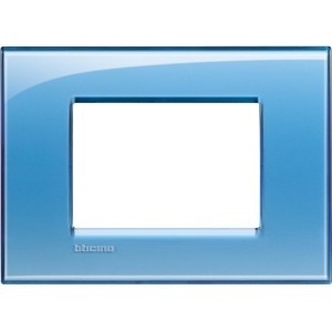 BTicino Living Light LNA4803AC квадратна пластина с 3 превключвателя, стомана, синя, LNA4803AD