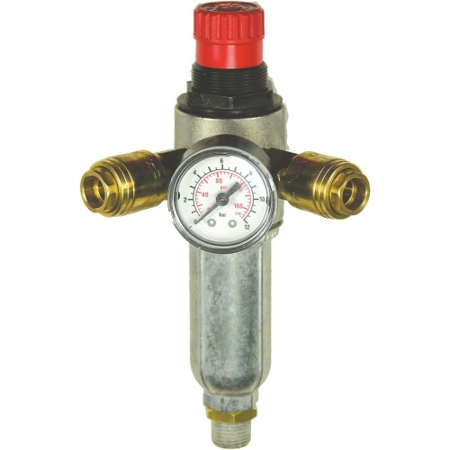 Mecafer 152172 Регулатор на налягането с филтър / 2 клапана / 1/4-инчов мъжки конектор