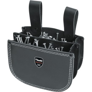 kwb Nail Bag for Roofers Leather with Two Compartments and Belt Loop for Hanging in Black Double Compartment