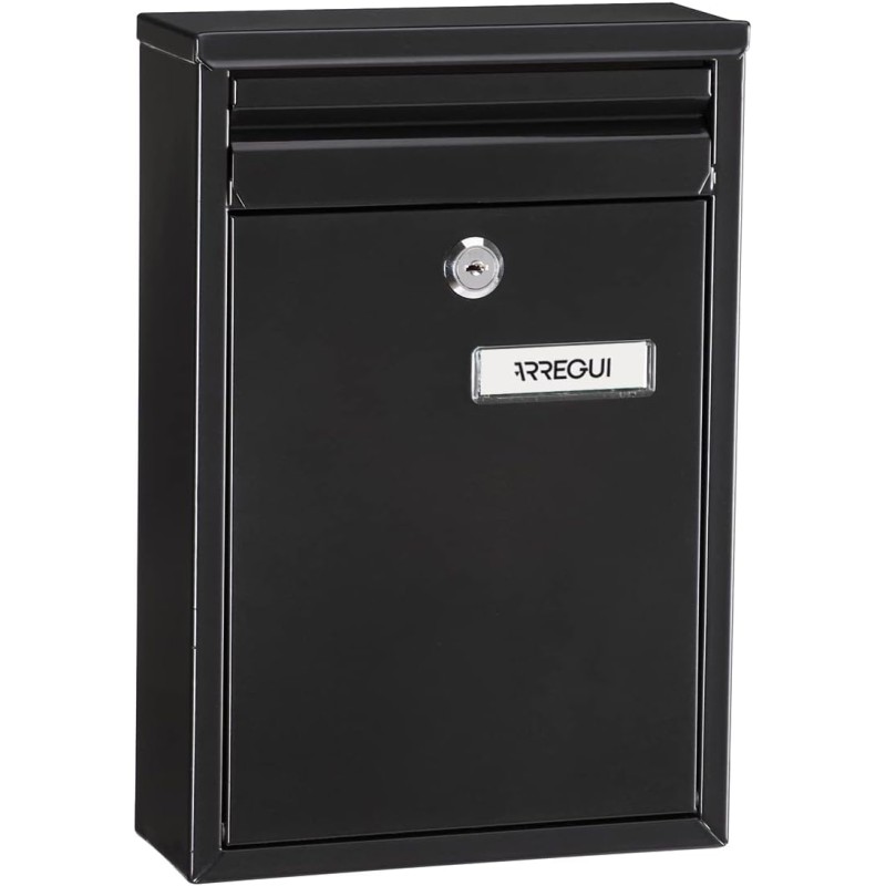 ARREGUI 1832D89 Letterbox, Indoor/Outdoor, Black, Size S (DIN A5) - 32 x 22 x 8 cm