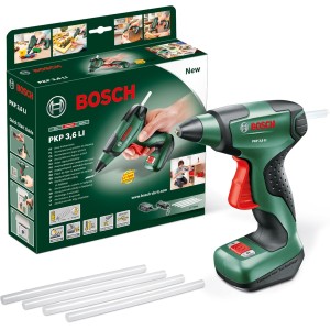 Bosch Cordless Hot Glue Gun PKP 3,6 LI (Micro USB charger, 3.6 Volt, 4 glue sticks UltraPower, in carton packaging)