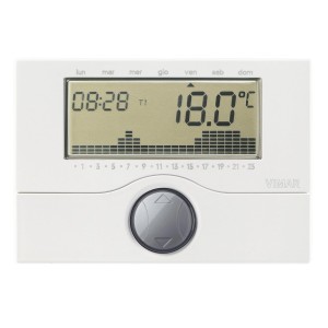 Vimar 01910 Electronic Clock Thermostat for ON/OFF Room Temperature Control (Heating and Air Conditioning), Day/Weekly Programming, Powered by AA LR6 1.5V Batteries (Not Included)