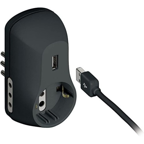 BTicino S3613GU Multiple Sockets Power Supply B3 with Connector USB, 1.5 A, Black