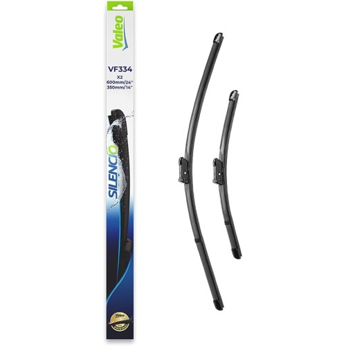 VALEO Silencio Wiper - VF334 - Powerful, Excellent Road View, Easy Installation - Original Flat Blades 600 mm/350 mm - Front - Set of 2 Wiper Blades - 574394