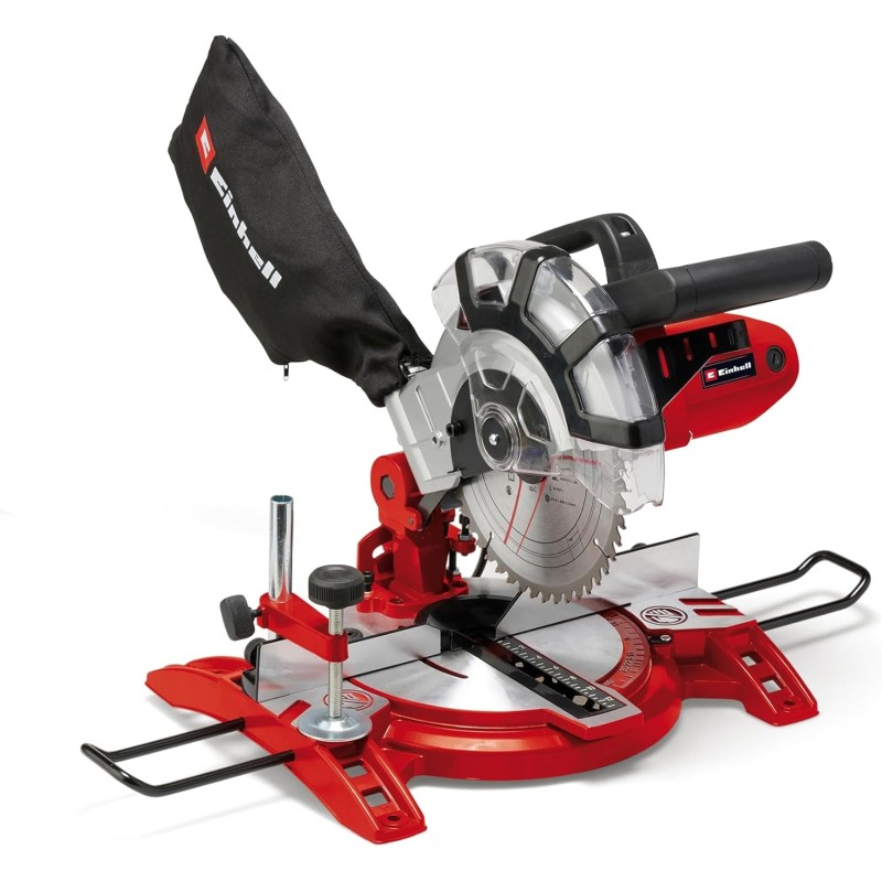 Einhell TC-MS 2112 трион за наклонни разрези (макс. 1600 W, 5000 об./мин, висококачествено трионно острие с карбидно покритие, въртяща се маса с регулиране на ъгъла 45° наляво/надясно)