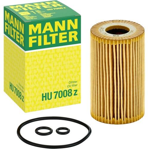 Original MANN-FILTER Oil filter HU 7008 Z – Oil filter set with gasket / gasket set– For Passenger Cars