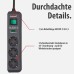Brennenstuhl Eco-Line, 3-Way Socket Strip with Surge Protector (with Switch and 1.5 m Cable - Especially Power-Saving); Colour: Anthracite