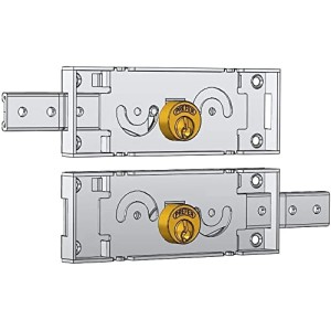 Side Locks Pair for Damper Art. a711.0 A mandata Brass Cylinder.Included two keys. Galvanised Finish. MM 155 x 55 Box.