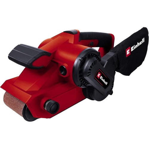 Einhell belt sander TC-BS 8038 (800 W, 76 mm x 142 mm sanding surface, 380 metres per minute, 1 ceramic protective insert, additional handle, integrated dust extraction, including a sanding belt