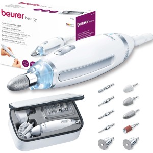 Beurer MP 62 Electric Manicure / Pedicure Set with 10 Tips, LED Light & Storage Bag