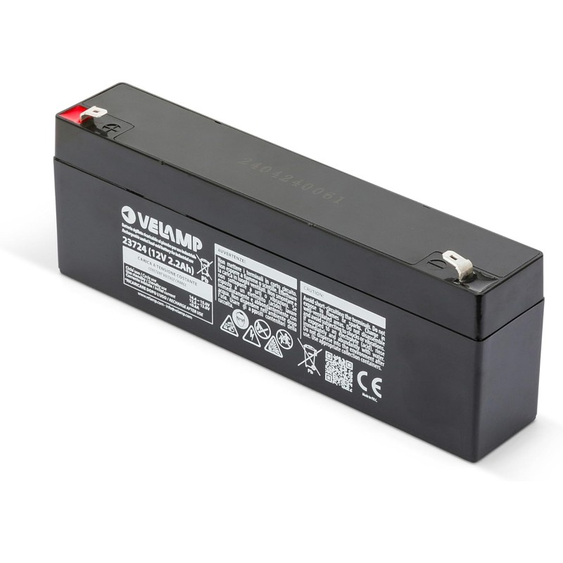 Velamp 23724 ReChargeable leaD battery, Faston tabs, 12 V, 2.2 Ah, BlaCk