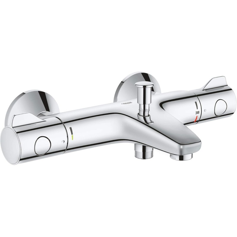 GROHE Grohtherm 800 | Thermostatic bath mixer, incl. Outlet with mousseur & safety lock at 38 ° C | chrome | 34567000