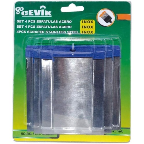 cevik ce-2240 – Hand Tool Set 4 Spatulas Masking 60/80/100/120 mm. Stainless Steel.