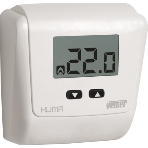 VEMER VE729000 Climate LCD Room Thermostat Digital Thermostat for Heating, Wall Mounted, Battery Operated, 3 V, White
