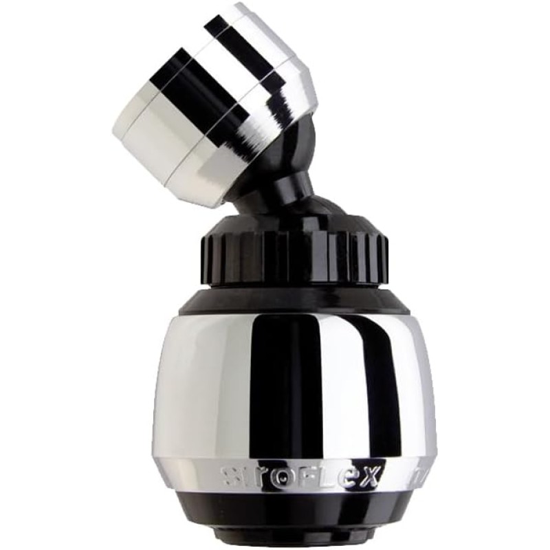 Siroflex 2505/5S Sirius Aerator Shower Aerator Kitchen Tap Made in Italy Chrome Black Aerator with Pivoting Extension Aerator for Water-Saving Fittings and Filters