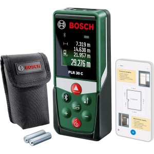 Bosch Laser Measure PLR 30 C (with App function, measuring range: 0.05 – 30m, accuracy: ± 2 mm, in cardboard box)